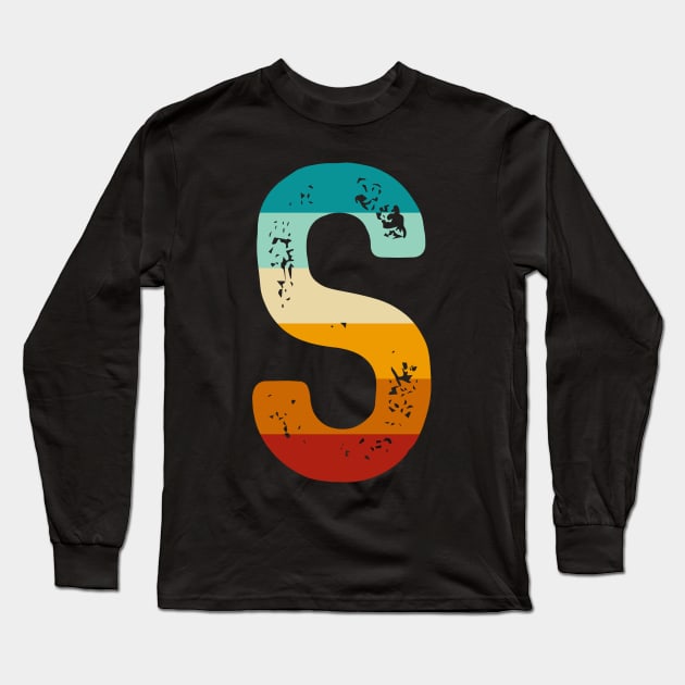 Retro Letter S Monogram Alphabet Lovers Kids Men Women Long Sleeve T-Shirt by TeeTypo